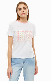 Белая хлопковая футболка с короткими рукавами Only