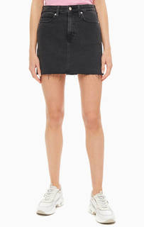 Короткая джинсовая юбка с необработанным краем Calvin Klein Jeans