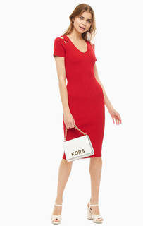 Красное платье из вискозы с вырезами на плечах Michael Michael Kors