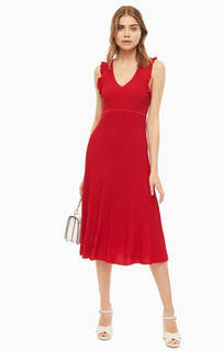Красное платье из вискозы с глубокми вырезом Michael Michael Kors