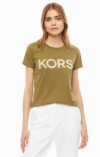 Футболка цвета хаки с декоративной отделкой Michael Michael Kors