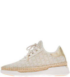 Текстильные кроссовки на танкетке с монограммой бренда Finch Michael Michael Kors