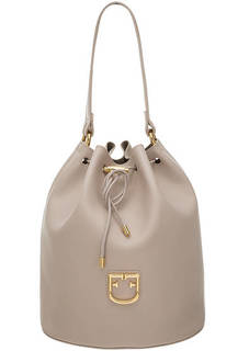 Кожаная сумка-торба бежевого цвета Corona Furla