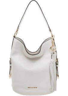 Белая кожаная сумка с широкой ручкой Brooke Michael Michael Kors