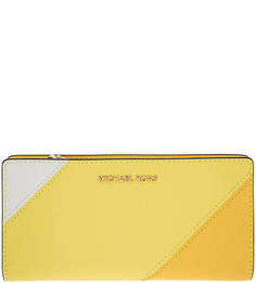 Желтый кожаный кошелек со съемной визитницей Michael Michael Kors