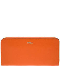 Кошелек оранжевого цвета из сафьяновой кожи Babylon Furla