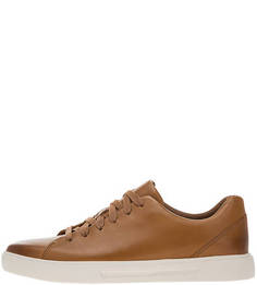Коричневые кожаные кеды с вкладной стелькой Clarks