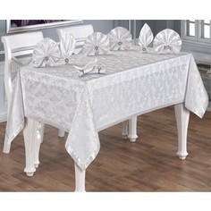 Скатерть Do and Co Kelebek 160х220 +6 салфеток с кольцами (9162 белый)