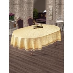 Скатерть Do and Co KDK с гипюром 160x220 овальная (8525золотой)