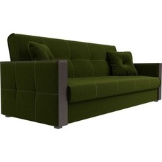 Прямой диван АртМебель Валенсия микровельвет зеленый книжка