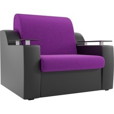 Кресло-кровать АртМебель Сенатор микровельвет фиолетовый экокожа черный (80)