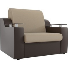 Кресло-кровать АртМебель Сенатор рогожка бежевый экокожа коричневый (80)