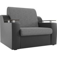 Кресло-кровать АртМебель Сенатор рогожка серый экокожа черный (80)