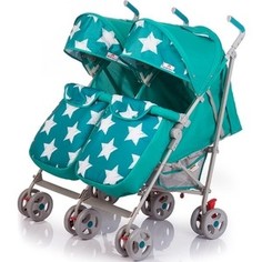 Коляска-трость BabyHit TWICEY (двойня) BRIGHT CYAN STARS Ярко бирюзовый со звездами