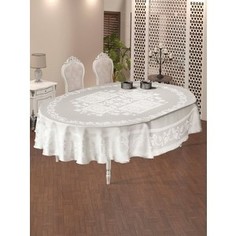 Скатерть Do and Co Cazibe 160x220 овальная броде жаккард (9769 белый)