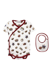 Комплект из хлопкового комбинезона и нагрудника Dolce & Gabbana
