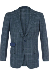 Однобортный пиджак из смеси шерсти и льна с шелком Andrea Campagna