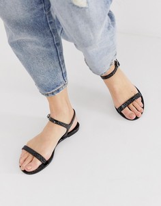 Черные сандалии с крокодиловой отделкой ASOS DESIGN Flame - Черный