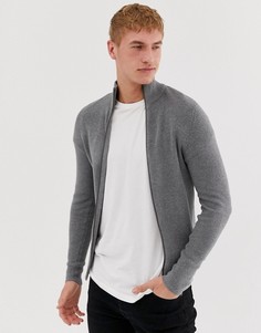 Кардиган в рубчик на молнии Jack and Jones essentials - Серый