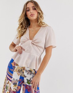Розовая блузка с баской Missguided - Мульти