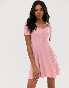 Розовое платье с квадратным вырезом New Look prairie - Розовый