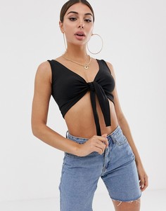 Черный кроп-топ с завязкой спереди Missguided - Черный