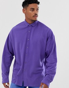 Oversize-поло из пике фиолетового цвета на пуговицах ASOS DESIGN - Фиолетовый