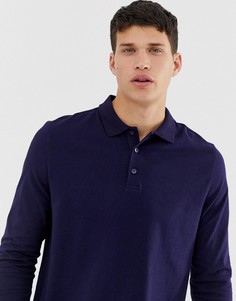 Поло из трикотажа темно-синего цвета с длинными рукавами ASOS DESIGN - Темно-синий