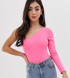 Боди на одно плечо с длинным рукавом ASOS DESIGN Petite - Розовый