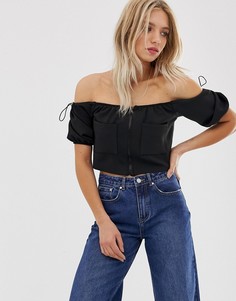 Топ на молнии с открытыми плечами ASOS DESIGN - Черный