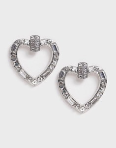 Серьги-сердечки с камнями River Island - Серебряный