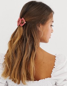 Розовая заколка с тремя ромбами из ротанга ASOS DESIGN - Розовый