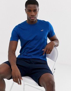 Синяя футболка с круглым вырезом и логотипом Hollister - Синий