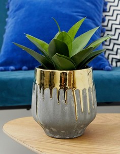 Цветочный горшок с отделкой в виде золотистых потеков краски Mimo - Мульти