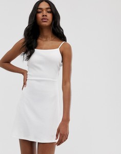 Сарафан мини в рубчик с квадратным вырезом ASOS DESIGN - Белый