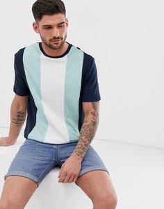 Темно-синяя футболка колор блок River Island - Темно-синий