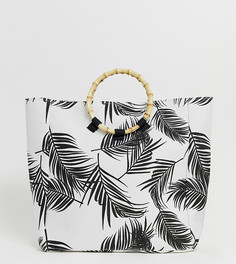 Эксклюзивная пляжная сумка с пальмовым принтом и ручкой под бамбук South Beach - Мульти