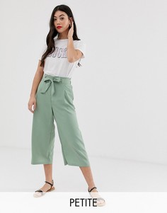 Зеленые укороченные брюки с завязкой New Look Petite - Зеленый
