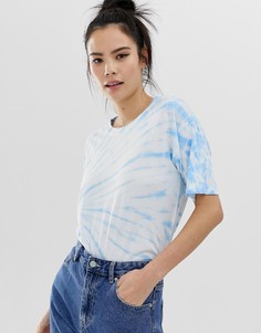 Oversize-футболка с синим принтом тай-дай Pull&Bear - Синий