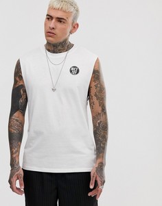 Белая майка свободного кроя с принтом на груди Bershka Join Life - Белый