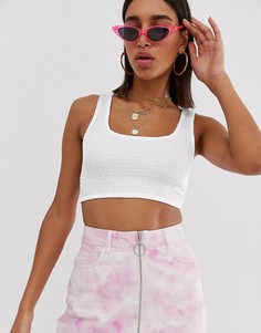 Белый кроп-топ со сборками Bershka - Белый