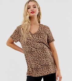 Двухслойная футболка с V-образным вырезом и леопардовым принтом ASOS DESIGN Maternity - Мульти