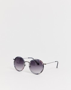 Круглые солнцезащитные очки в черепаховой оправе Selected Femme - Черный