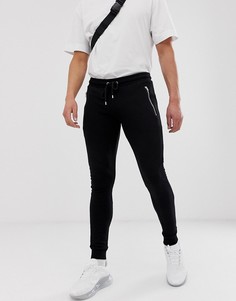 Черные супероблегающие джоггеры с молниями ASOS DESIGN - Черный