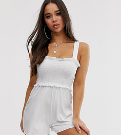 Белый классический ромпер с присборенной отделкой эксклюзивно от Boohoo - Белый