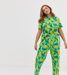 Комбинируемые трикотажные штаны от пижамы с принтом бананов ASOS DESIGN Curve - Мульти
