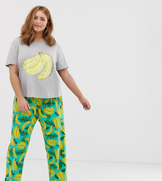 Пижамная футболка с принтом бананов ASOS DESIGN Curve mix & match - Мульти