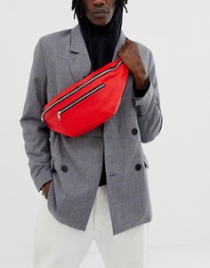 Красная сумка-кошелек на пояс из искусственной кожи с молнией ASOS DESIGN - Красный