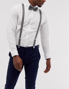 Подтяжки и галстук-бабочка с принтом серого цвета и однотонные ASOS DESIGN Wedding - Серый