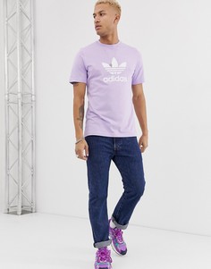Фиолетовая футболка с логотипом-трилистником adidas Originals - Фиолетовый